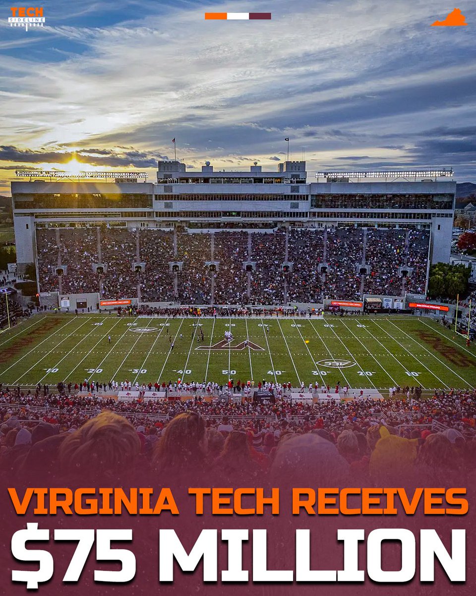 TechSideline's tweet photo. BREAKING: Virginia Tech announces an unprecedented $75 million anonymous donation!

The majority of the $75 million will go to athletics while a “sizeable portion” will go to the Honors College.

#Hokies https://t.co/xBYj7fGPQ4
