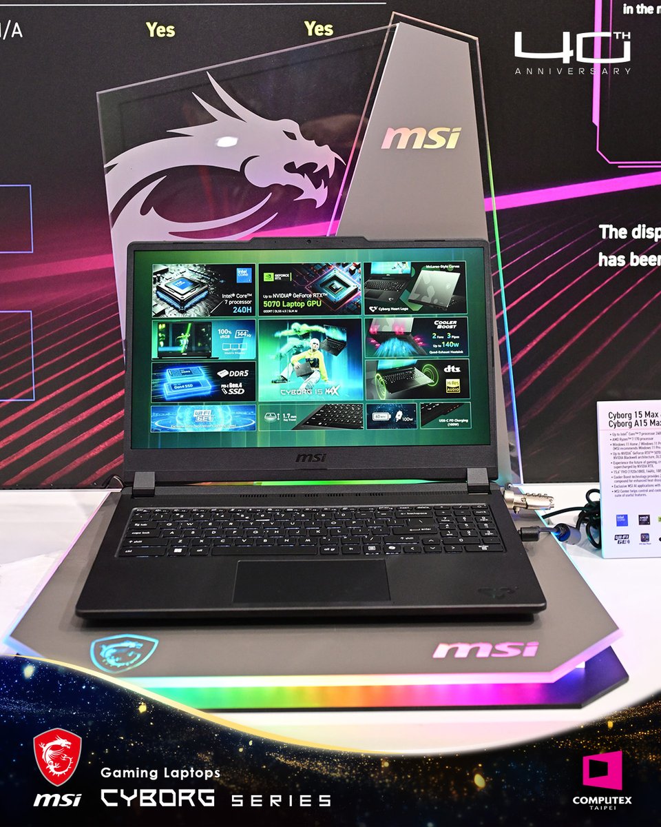 MSICanada's tweet photo. Meet our 2026 Gaming Lineup!
-Stealth 16 AI+ B3W: 16.65mm thin, up to RTX 5080 &amp; 240Hz OLED
-Crosshair 16 Series: 200W power &amp; 165Hz OLED
-Katana Series: New chassis, full power GPU &amp; 2x SSD/RAM slots
-Cyborg Series: Sleek Cyberpunk redesign for everyday play

#MSIxCOMPUTEX2026 https://t.co/BsTv4YxZvM