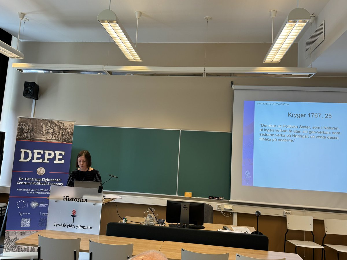 DEPE_ERC's tweet photo. Last panel of the day with papers from Laura Tarkka (JYU) on J.F. Kryger’s speech ‘the influence of laws and customs on civil trade’ (1767) &amp; Hans Erich Bödeker (Göttingen) on Linnaeus’ disciple Johann Beckmann on natural history and improvement; chaired by Marten Seppel (Tartu) https://t.co/YOwiKeIbMf