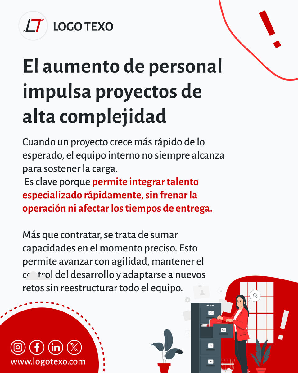 LogoTexo's tweet photo. Los proyectos grandes no esperan a que tu equipo crezca.

El aumento de personal te permite escalar sin frenar tu operación.

Suma talento, acelera resultados.

#StaffAugmentation #Escalabilidad #DesarrolloDeSoftware #EquiposTecnologicos #LogoTexo https://t.co/aw6OXrM8rQ