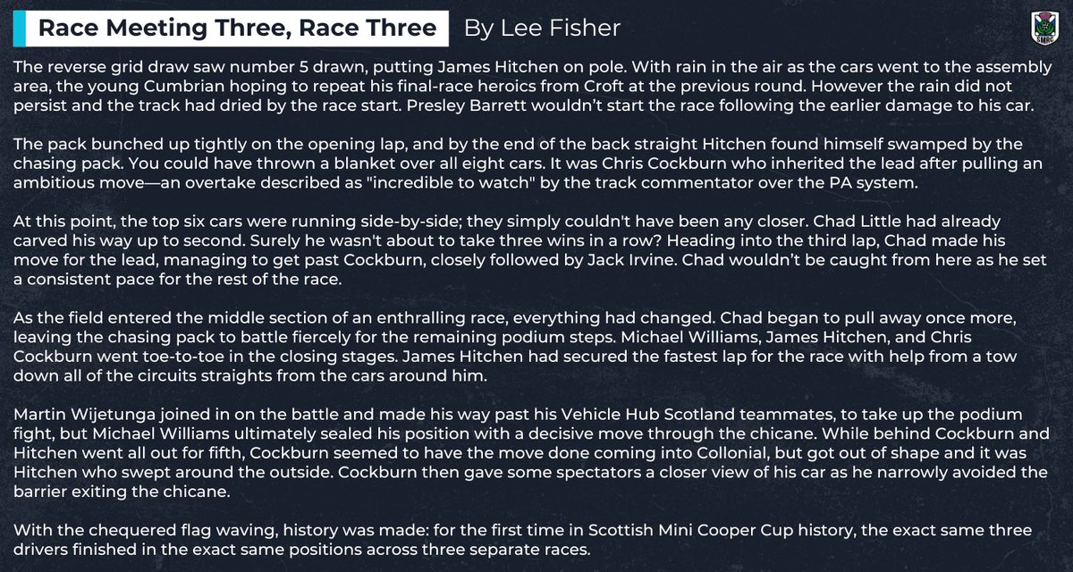 SMRC56's tweet photo. Get the low down from the Kirkistown adventure courtesy of Lee Fisher. Despite the small grid, there was more action and close racing in the trio of races than most other championships can muster! To say commentators and spectators were left impressed, would be an understatement https://t.co/ocNK21kmDd