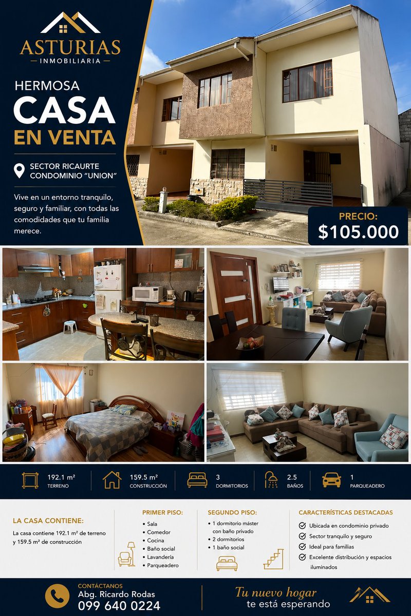 RicardoRodas15's tweet photo. 🏡 CASA EN VENTA – CONDOMINIO UNIÓN, RICAURTE ✨
#CasaEnVenta #Ricaurte #CondominioUnión #BienesRaíces #InversiónInmobiliaria #TuNuevoHogar #Cuenca #VentaDeCasa #Ecuador 🏡✨
💰 PRECIO: $105.000
📲 Contáctame para más información y agenda tu visita. https://t.co/dJU8ScpHGp