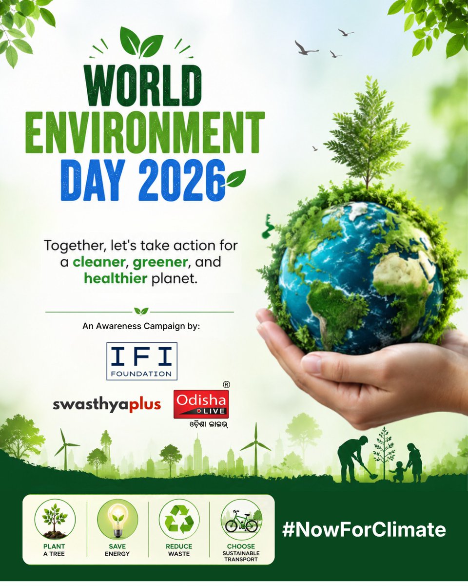 IFIFoundation's tweet photo. 2025 was among the hottest years ever recorded. 🔥

Around the world, people faced extreme heat, devastating floods, powerful storms, wildfires, and rising seas.

These are not isolated events. They are signals from a planet under pressure.

We were told to keep global warming below 1.5°C. We are now crossing that line. Every delay means more climate disasters and more lives at risk.

But there is still hope. Clean energy is growing, forests are being restored, and communities everywhere are taking action.

This World Environment Day, the message is clear: #NowForClimate

🌱 Plant a tree
💡 Save energy
♻️ Reduce waste
🚲 Choose sustainable transport

The planet is sending signals. Are we listening?

#WorldEnvironmentDay #ClimateAction #ActNow

@UNEP @moefcc @ForestDeptt @WHO @UNICEF @UNICEFIndia @UN @HFWOdisha @MoHFW_INDIA 
@OdishaLIVE @SwasthyaP