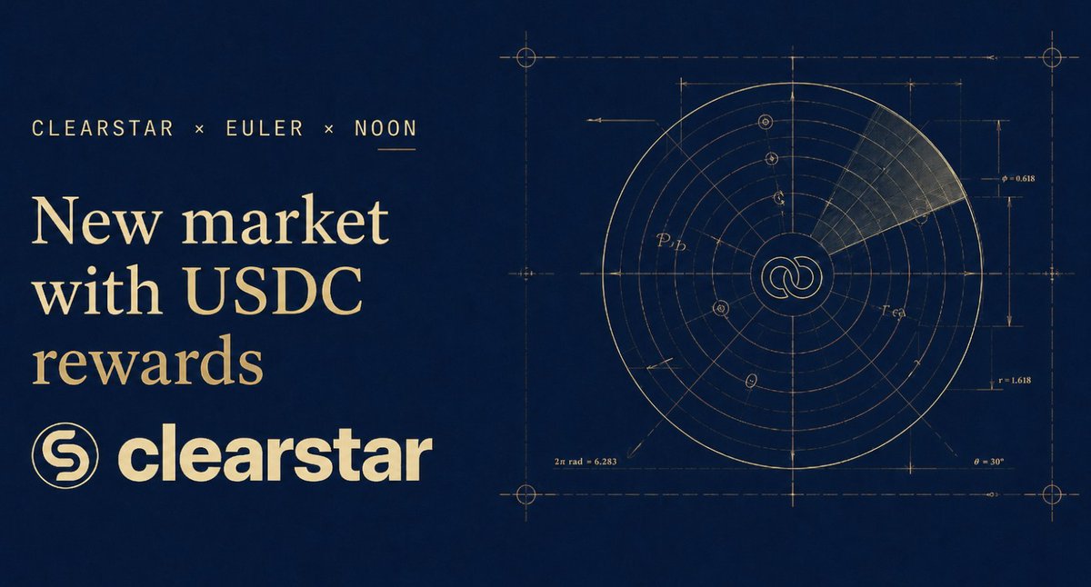 ClearstarLabs's tweet photo. Clearstar’s new curated market with @noon_capital sUSN is now live on @eulerfinance

Depositors are earning upwards of 15% APY with USDC rewards via
@merkl_xyz https://t.co/Y3nu3dxGph