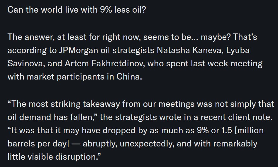 SurplusCornbre1's tweet photo. @CrudeCO77 @JavierBlas @opinion At this degree of drop? Definitely. But reporting is already out that demand dropped 1.5 mb/d despite the supply releases and even some price controls. What this kind of looks like is China bailing out the oil industry from more extreme and possibly long term demand destruction. https://t.co/GCovwwzp9R