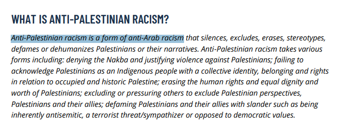 Alex4Solidarity's tweet photo. @Ls31234 @oigevalt1976 @CJPME Straight from the @CanArabLaw report itself - you will note the relationship between Palestinian identity and Arab racialization. https://t.co/ssEjTjoHYf
