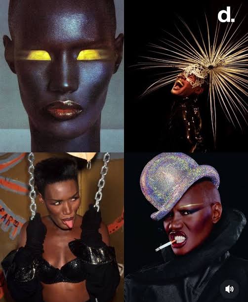 poisonhoneybee_'s tweet photo. I love Gaga, but yet it is essential to acknowledge the profound foundational lineage of her aesthetic, which draws heavily from the pioneering vision of the incomparable Grace Jones - a Black woman (mind you) whose influence is indelible. https://t.co/4Jq1xqxN2x