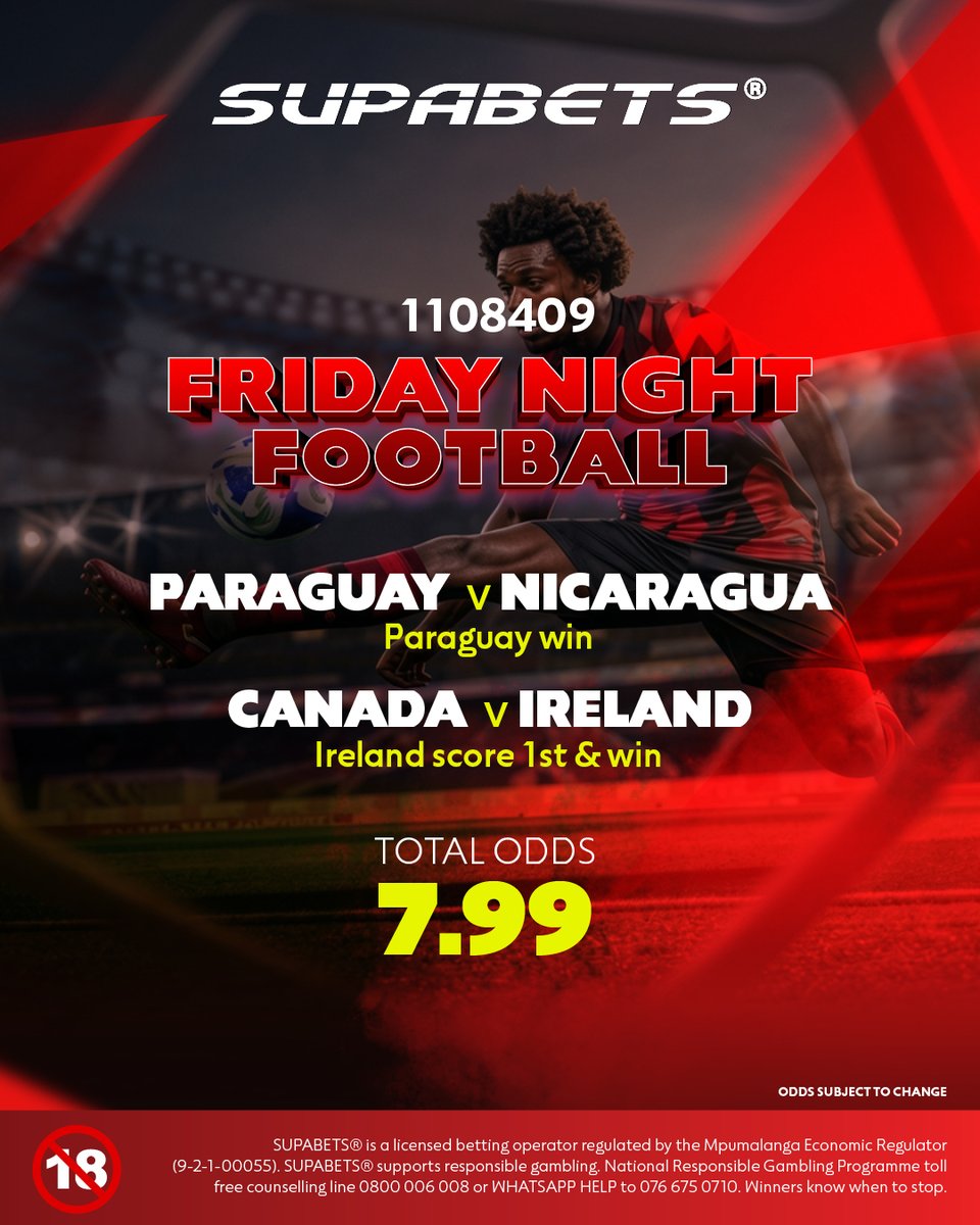 Supabets_mzansi's tweet photo. PARAGUAY & CANADA will hope to get some good insight into their squad depth with these games tonight⚽🌎🏆
Share your score PREDICTIONS & Follow the CODE😎
👉 1️⃣1️⃣0️⃣8️⃣4️⃣0️⃣9️⃣ 👈
#FIFAFriendlyMatch #Supabets
18+| Bet Responsibly https://t.co/uu86q0a6qU