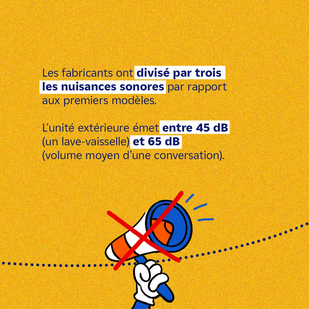 EDFofficiel's tweet photo. Idée reçue n°3 : "Les pompes à chaleur sont trop bruyantes"
Spoiler : on fait plus de bruit en parlant 👇