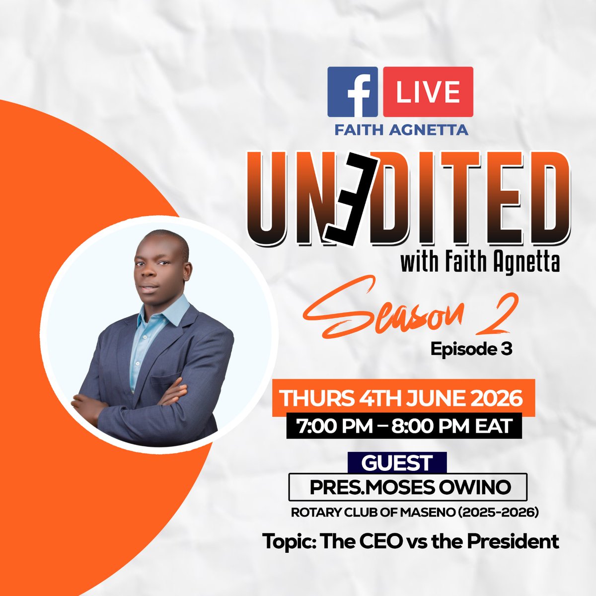 fagnetta's tweet photo. CEO or President? What’s the real difference in leadership style and impact?
​Join me and special guest Pres. Moses Owino (Rotary Club of Maseno) for a deep dive on "The CEO vs. The President" on tonight's episode of #UneditedWithFaithAgnetta.
​⏰ 7:00 PM EAT
📍 Facebook Live https://t.co/MbDRIyUP3B