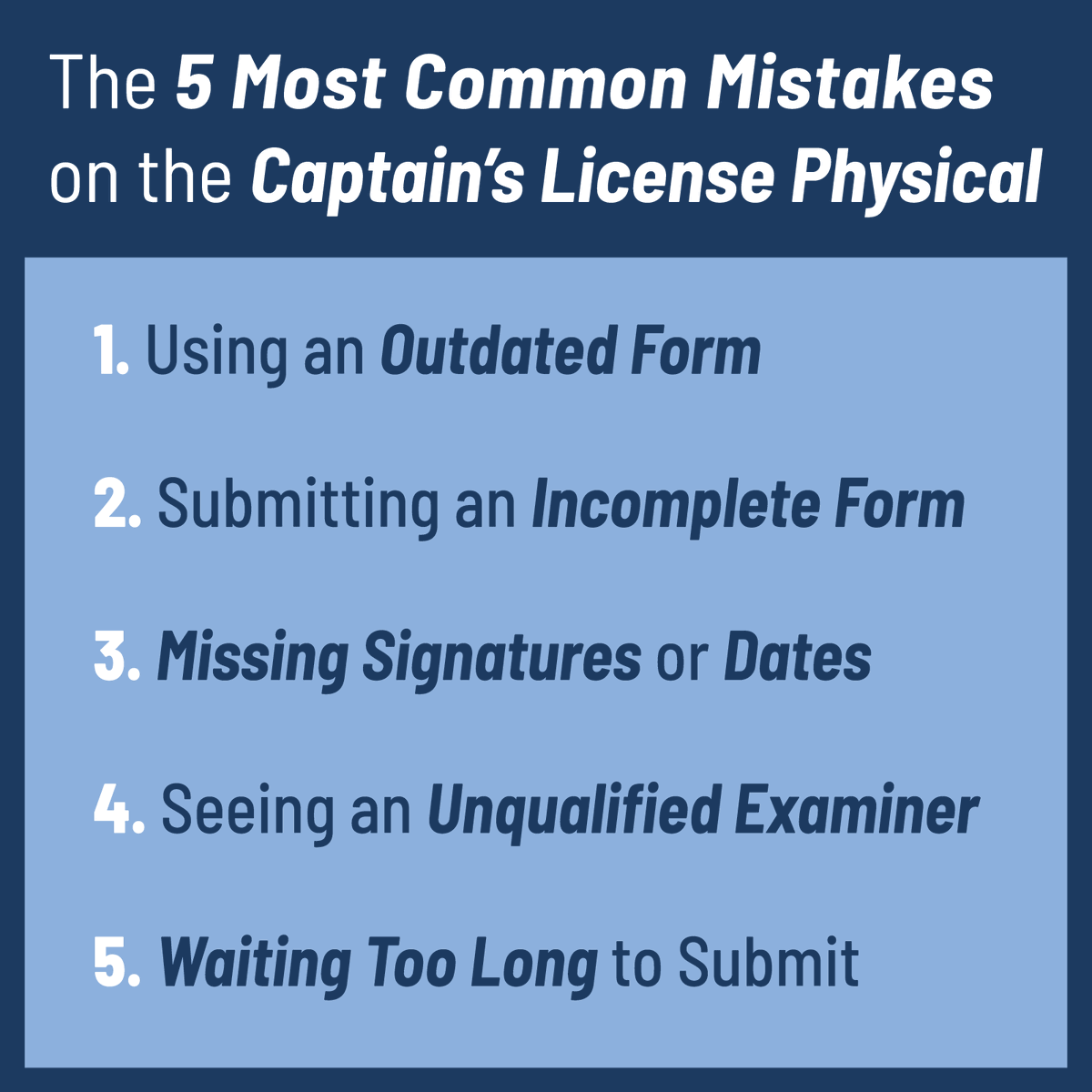 CaptainsLicense's tweet photo. Each one is small. Each one is preventable. And each one can land your application in the “wrong pile” at the National Maritime Center.

https://t.co/xgxgQOuMTk https://t.co/hCMZzn0JoK