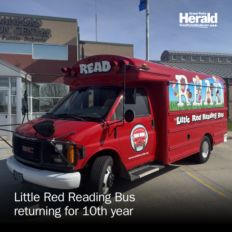 gfherald's tweet photo. 🚍📚 Get ready, Grand Forks! The Little Red Reading Bus returns for its 10th summer! #ReadingBus #LiteracyFun https://t.co/oiYP068fSJ