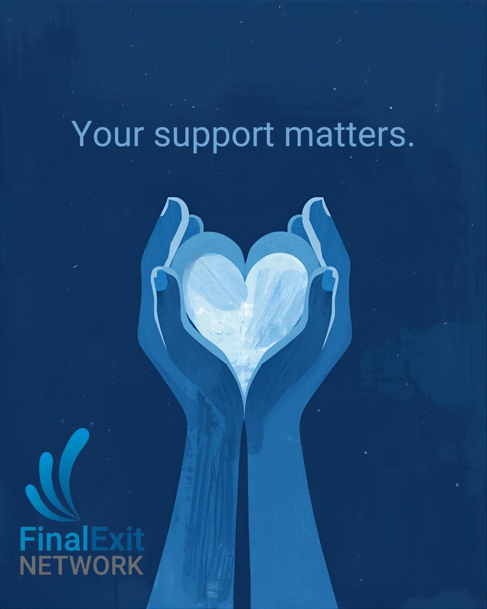 FinalExitNetwrk's tweet photo. Final Exit Network is a 501(c)(3) nonprofit, and your support helps sustain our work. Every contribution—big or small—ensures that compassionate, dignity-focused resources stay accessible. Visit https://t.co/rb5jcNPLVK to give or find ways to support. https://t.co/tX1IGEhsQq