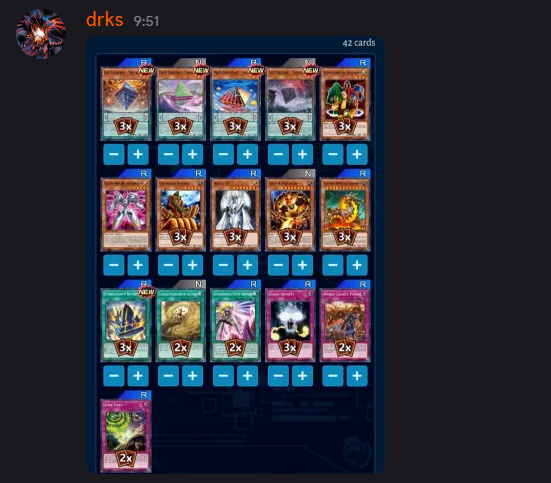 MMonocromatic's tweet photo. #NRJP #遊戯王マスターデュエル
N/R COMMUNITY 👏👏👏
A new pack with tons of possibilities! Our discord member are excited building new decks. What are YOU 🫵 Building today?
Here are some lists our duelist have showed featuring new cards!!!! https://t.co/cjHGdXNfe2