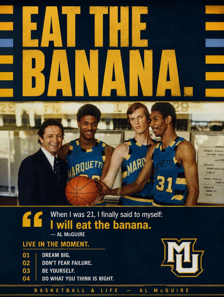 CoachLync's tweet photo. Too many coaches are waiting for the "right time."

Al McGuire had a different philosophy:

Eat the banana. 🍌 https://t.co/vuxvnmLSTM