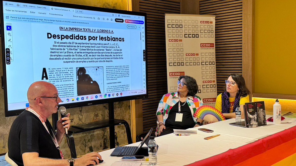 ccoopv's tweet photo. @albert_ccoopv @AnaGarciaCCOOPV @carlsentenza @JovenesCCOO @PauOrritG El cuarto volumen de Rutas de la Memoria Obrera de la #FEIS, investiga la relación entre el movimiento sindical y la lucha por la liberación sexual a finales de los años 70, rescatando del olvido los primeros conflictos laborales por discriminación LGTBI+. ✊🏽🏳️🌈 #MemoriaObrera https://t.co/rrSgJS5FX5