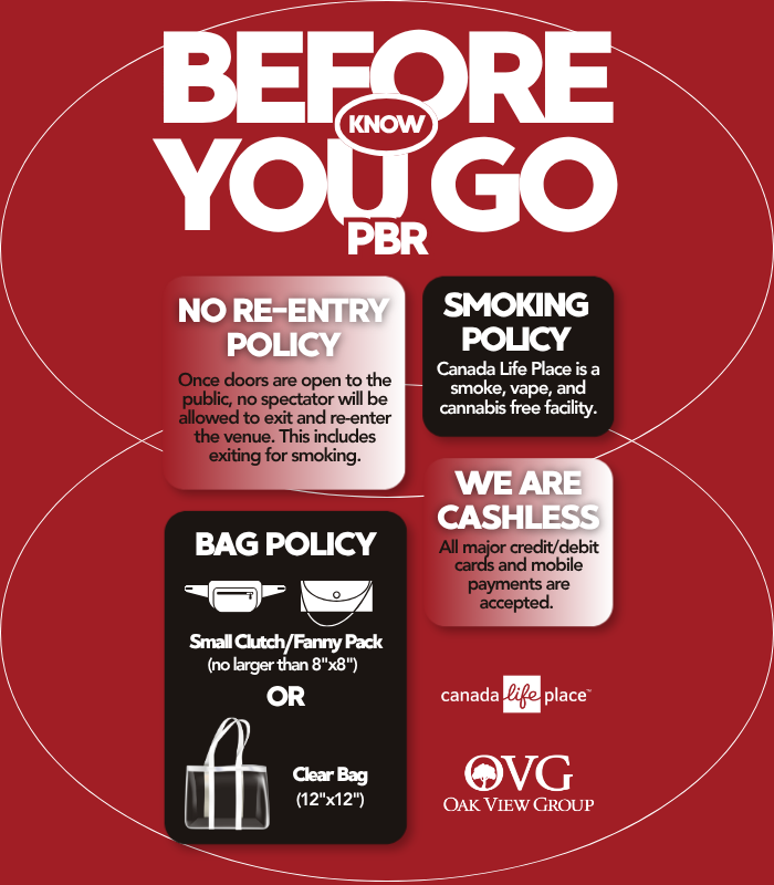 canadalifeplace's tweet photo. PBR is ridin' into Canada Life Place TONIGHT, and this is everything you need to know before you join us for a wild night 🤠

🎟 VERY limited tickets left. Don't miss out on the fun: https://t.co/nWMlyzmEKC
ℹ Know More Before You Go: https://t.co/A8YuhFDUN6 https://t.co/J4x47jatwt