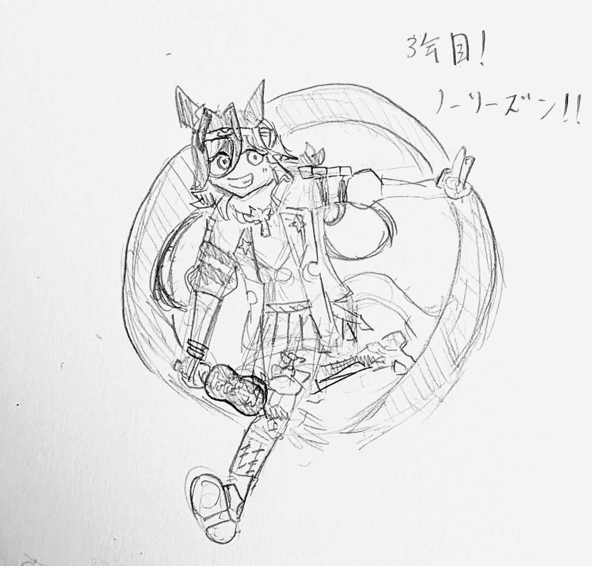 orngcokenndmary's tweet photo. 遅れたし下手くそ下書きだけど……
ズンちゃんお誕生日おめでとうございます！
そぉい！
#ウマ娘 #ノーリーズン 
#ノーリーズン生誕祭2026 https://t.co/VqynPfJAWk
