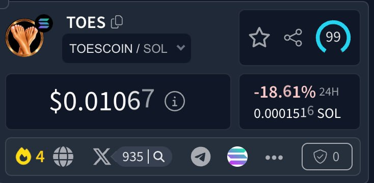 ToesCoinSOL's tweet photo. $TOES is trending on @DEXToolsApp https://t.co/9St1ykaL9i