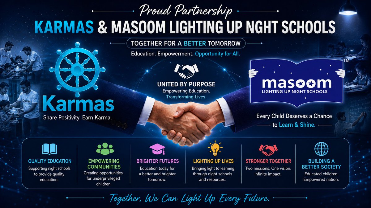 karmas_india's tweet photo. 🚀 Proud to welcome @masoomeducation to the Karmas platform!

Together, we're working to empower night schools, expand educational opportunities, and create a brighter future for underserved students.
📚 Education
🤝 Community
🌍 Impact
#Masoom #EducationForAll #SocialImpact #NGO https://t.co/9CA4RW1oiz