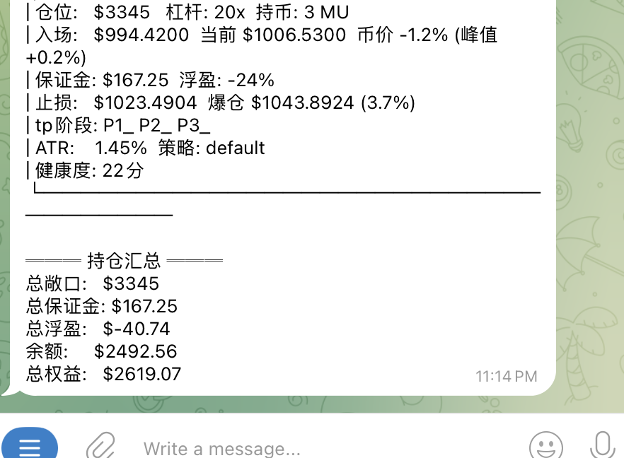 0xJony's tweet photo. 今天早上回撤了差不多200刀主要是自动切换熊市模式导致跟跌量价不足，晚上倒是舒服了一波wld吃饱了p3都触发了。总权益2600了。 https://t.co/AOxbfRoiNn