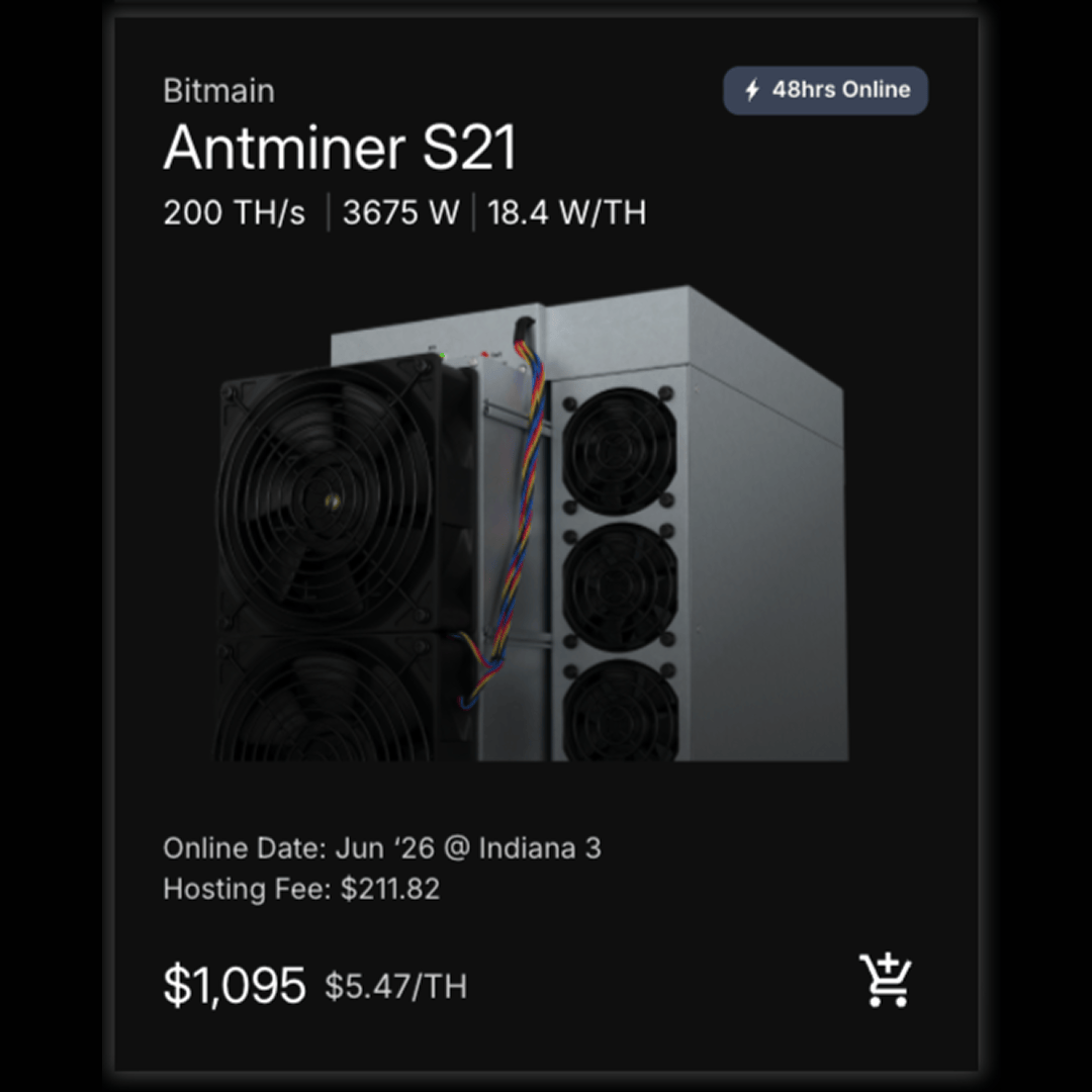 compass_mining's tweet photo. 🔥ANTMINER S21 PRICE DROP🔥

Hosted Antminer S21 units are now available at a reduced price point at Indiana 3.

⚡️ Hashrate: 200 TH/s
⚡️ New Price: $1,095
⚡️ Power: 3,675 W
⚡️ Efficiency: 18.38 W/TH
⚡️ Location: Indiana 3, United States

Reserve your units now 👇
https://t.co/DekOgx4mt2