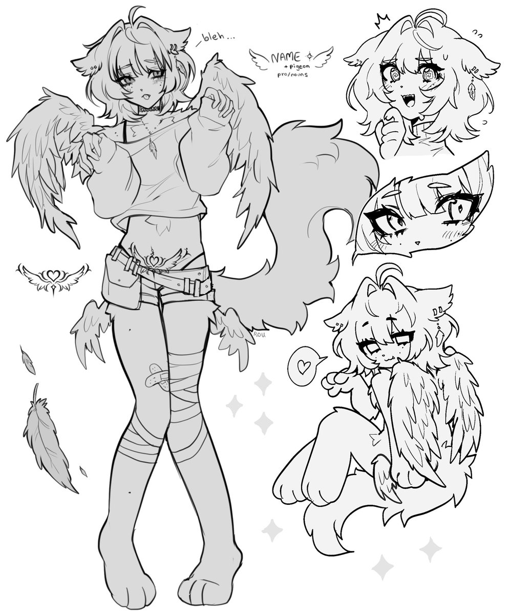 rooroorou's tweet photo. pigeon girlfail ~ adopt wip https://t.co/exAQc2wrWI