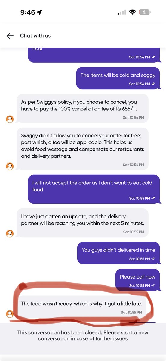 AruEipsa's tweet photo. As per virtual assistant, it was accepted that food is ready but there is no partner assigned. But chat executive lied about the fact. We have placed multiple mails but the mail responses are beating the bush by suggesting to place feedback for restaurant with no fault of theirs https://t.co/PFKJ2EWIso