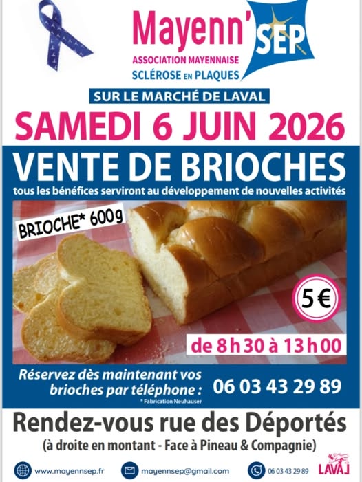 DN19350375's tweet photo. Les ventes de brioches Mayenn'Sep commencent demain (5€ la brioche de 600gr) !!
RDV chez notre partenaire Harmonie Mutuelle, allée de Cambrai à Laval de 9h à 12h demain matin et RDV Samedi de 8h30 à 13h, rue des Déportés au marché de Laval https://t.co/hKCLznbrL5