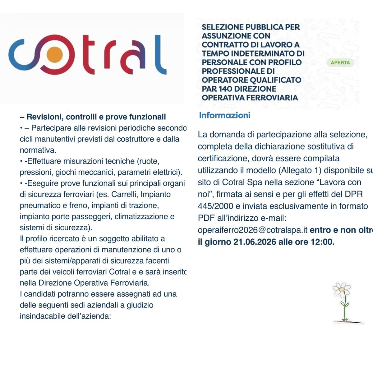 VoceCantoniere's tweet photo. COTRAL
Posizioni aperte:
https://t.co/qYNdHHcQ15
Segui anche i canali :
Whatsapp
https://t.co/ahOnr3G9rx
Facebook
https://t.co/nUqaDMRsDN
Instagram
https://t.co/V9zArMIrL5
#concorso #lavoro
#trasporti #Selezioni #ricercalavoro #lavocedelcantoniere #cotral https://t.co/QdJv8lJ8aS