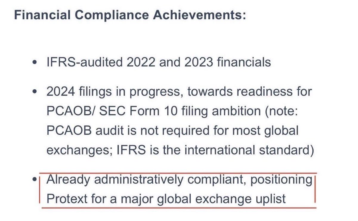 WolfOfOTC's tweet photo. https://t.co/yhA67DRSwE

Bashers keep on talking about “valuations” like $TXTM pulled numbers out of thin air.

Let me remind YOU.

That is not what happened.

The company has already completed IFRS audited financials for 2022 and 2023, with 2024 in progress and 2025 expected to follow the same path.

And most importantly:

$TXTM has already stated it is administratively compliant and positioned for a major global exchange uplist. I repeat MAJOR (Not OTC).

That is company disclosed language. (See Attached)

Auditors do not just let a company pick whatever number it wants. Auditors rely on independent valuation work, documentation, accounting standards, and the proper financial framework for the market being pursued.

That is the difference between a random valuation opinion and audited financials.

$TXTM did not just talk about it.

They built toward it.

Promises made.
Promises kept.

✅ CE removed
✅ OTCiD achieved
✅ IFRS audited 2022 and 2023 financials completed
✅ 2024 IFRS audit in progress
✅ Already administratively compliant for a major global exchange uplist
✅ New investor relations portal
✅ New corporate website launched
✅ Technical and digital infrastructure advancing
✅ TruLeaf LOI disclosed
✅ Voluntary EDGAR submissions
✅ Form 10 / SEC compliance direction still in play
✅ Global exchange positioning clearly stated

And now that the website is live, the next phase becomes a lot more visible.

The bashers can cry about valuations all they want, but big business does not move based on message board emotions.

It moves on audits.
It moves on compliance.
It moves on assets.
It moves on structure.
It moves on execution.

That is what $TXTM has been quietly putting together in the background.

The company said it was building toward something bigger.

Now the pieces are showing up one by one.

So keep laughing from grandma’s basement if you want.

When $TXTM is no longer sitting where it is today, don’t say the signs were not there.

They were.

Some people just chose not to read them.

$TXTM https://t.co/gGodRnrIZw
#TXTM #ProtextMobility #Protext #OTCMarkets #OTCID #IFRS #IFRSAudited #AuditedFinancials #GlobalExchange #MajorExchangeUplist #Uplist #Form10 #EDGAR #SECCompliance #InvestorRelations #PromisesMadePromisesKept #BiologicalAssets #RealWorldAssets #RWA #Tokenization #DigitalInfrastructure #PharmaceuticalInfrastructure #CBDAPI #TruLeaf #BRICS #JSE #GlobalMarkets #NoReverseSplit #NoDilution #OTCStocks #PennyStocks #StockMarket #DueDiligence #DD