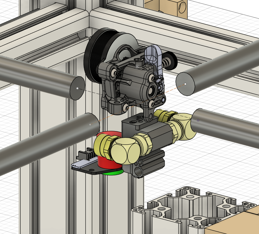 will_is_ragged's tweet photo. Hotend would be a liquid Mosquito, extruder a milled sherpa (steel if I can convince my boss to let me use one of the mills at work). Obviously still early stage planning so this could change, particularly in regards to the beacon probe, will have to run some tests for that... https://t.co/dVBfmkVQ64