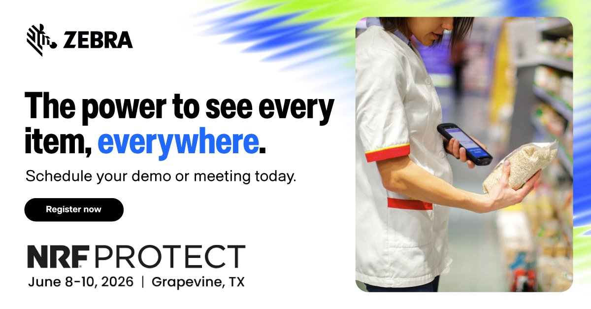 kapsrd6's tweet photo. Reduce retail shrink and protect your bottom line with Zebra's innovative technology. Connect with our team at NRF Protect to find out how we can help you minimize losses and expand your insights. https://t.co/WNLUXeVpOK

#ZebraEmployee https://t.co/iQIwMgMnCu