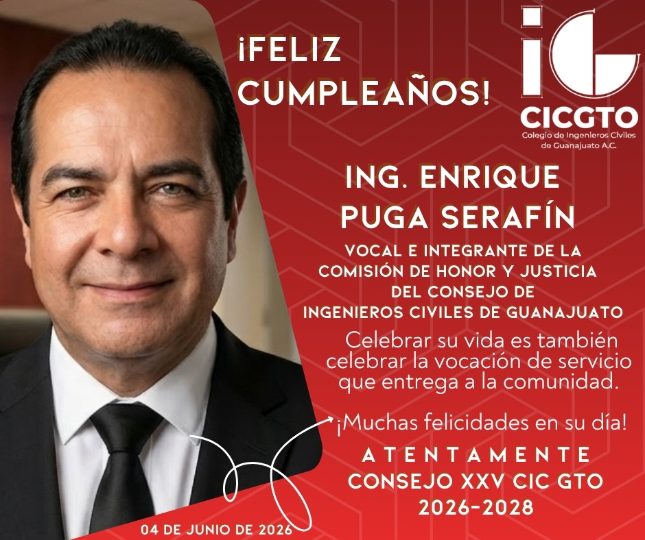 cicgto's tweet photo. Celebramos el aniversario de la Ing. Enrique Puga Serafín, integrante de nuestro colegio.  Le deseamos un año lleno de salud, éxitos y alegrías. ¡Que siga inspirando con su trabajo! 🎂 #cumpleaños https://t.co/acQ1kENs4h