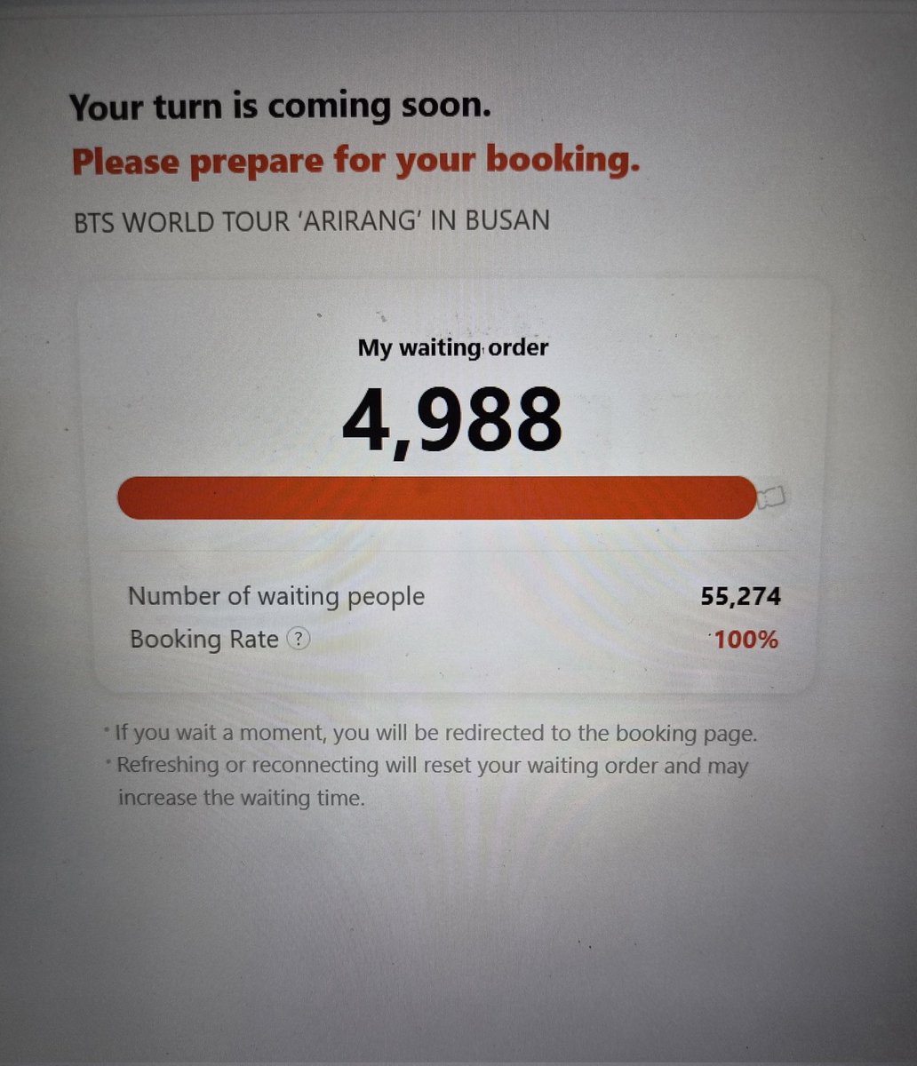 SweetglossyID's tweet photo. My turn is coming soon, then the 100% booking rate appeared.... Is there any chance if the tickets will appear again? 🥲 https://t.co/mO5LgsziY8