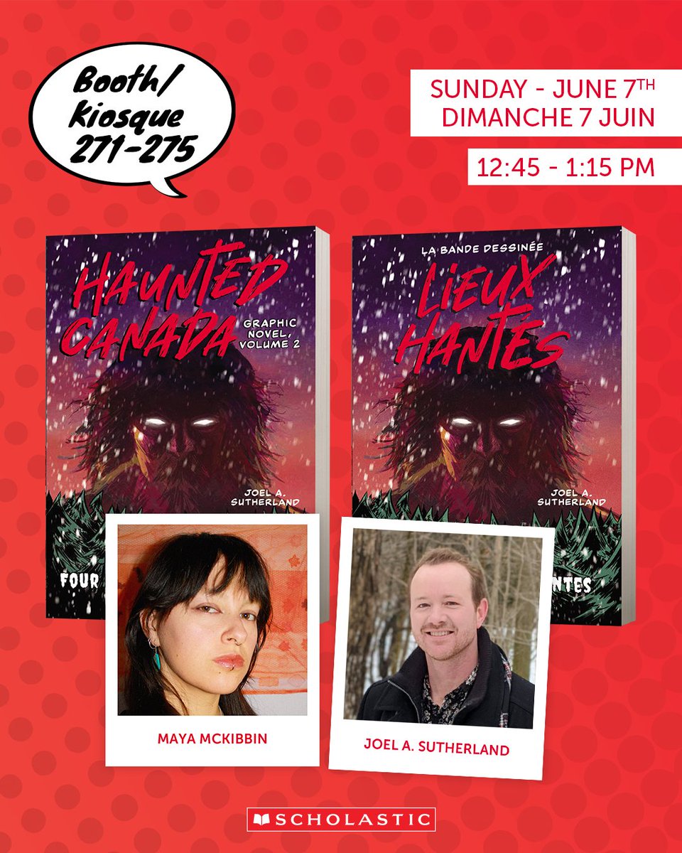 joelasutherland's tweet photo. I'm excited to be returning to the Toronto Comic Arts Festival this Sunday, June 7, where I'll be signing copies of HAUNTED CANADA: THE GRAPHIC NOVEL VOL 2 with artist @mkchibs! Hope to see you there!

@scholasticCDA @TorontoComics https://t.co/kaRIrJz4Tg