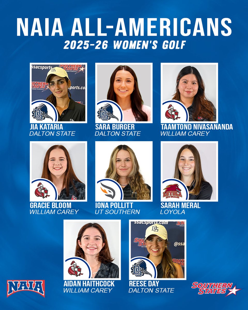 SSACsports's tweet photo. Congrats to the eight SSAC student-athletes that earned 2025-26 NAIA Women's Golf All-America honors!

🔗 https://t.co/kGj5hgahm4 https://t.co/NLkudstqcn