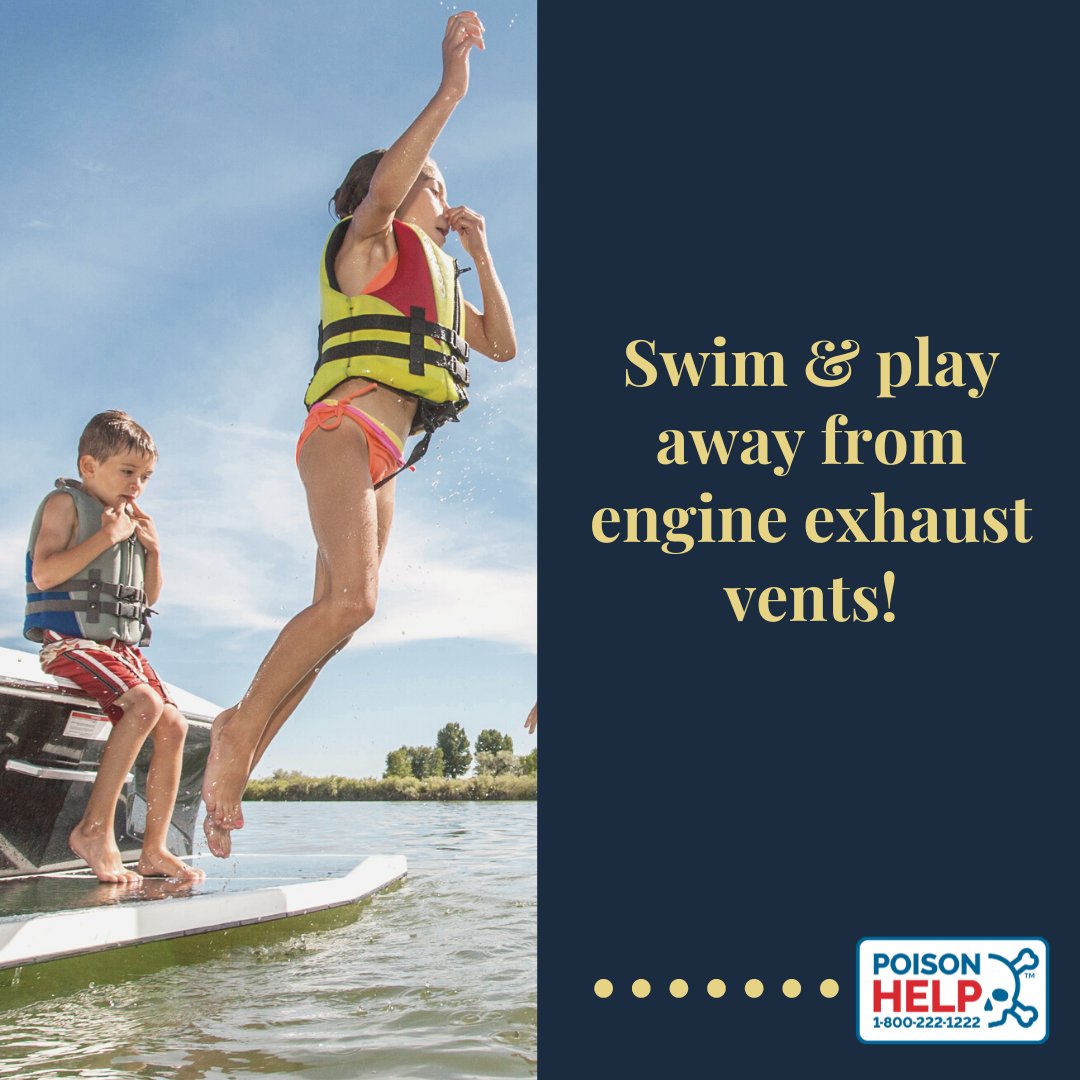 MNpoisoncenter's tweet photo. #Prevent carbon monoxide poisoning by:
✅Playing and swimming away from engine exhaust vents.
Traveling at slow speeds or idling in the water can cause carbon monoxide to build up on a boat. Questions? ☎️Call 1-800-222-1222.
#COSafety https://t.co/8PM92nrTKu