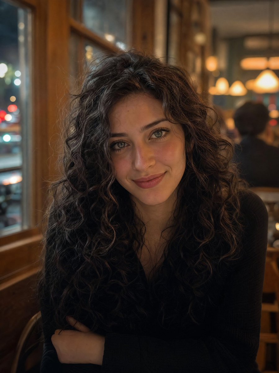 Cozy Night Café Portrait