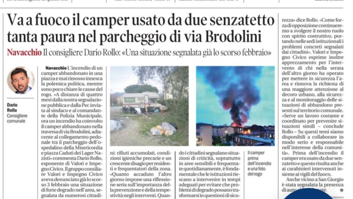 Dario_Rollo_77's tweet photo. Grazie a @iltirreno @IlTirrenoPisa 
#DarioRollo #Cascina #ValoriImpegnoCivico https://t.co/N8zLZNSnkV