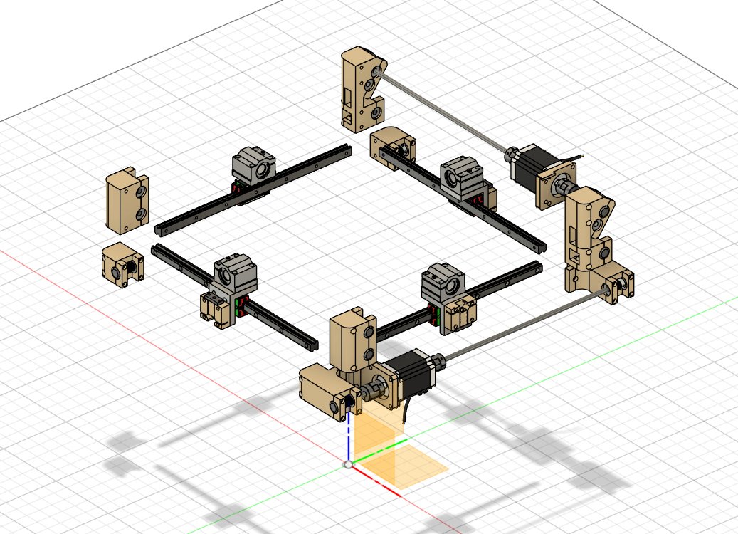 will_is_ragged's tweet photo. XY kinematics so far. Biggest lesson learnt from my Last build is when you have two independent belt loops driving a single axis, they get out of sync/ skew the axis quick, particularly if your stiffness is not there 1/? https://t.co/Dl1mtzgEo8