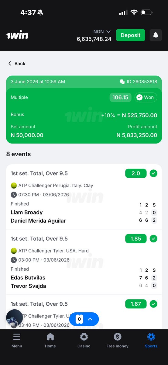 Girlpunter's tweet photo. BOOM 🤯 🤯 🤯  106 odds won ✅

5.8 million Naria secured 🔐 

Congratulations to everyone who played 👏 🏆 drop your winning tickets 👇

Register on 1WIN with my link to access my bet code 👇:
NIGERIA - https://t.co/kSwNfDnKWF
Promo code👉 GIRLPUNTER

Join my Telegram channel https://t.co/ZkiGxnGvPt
