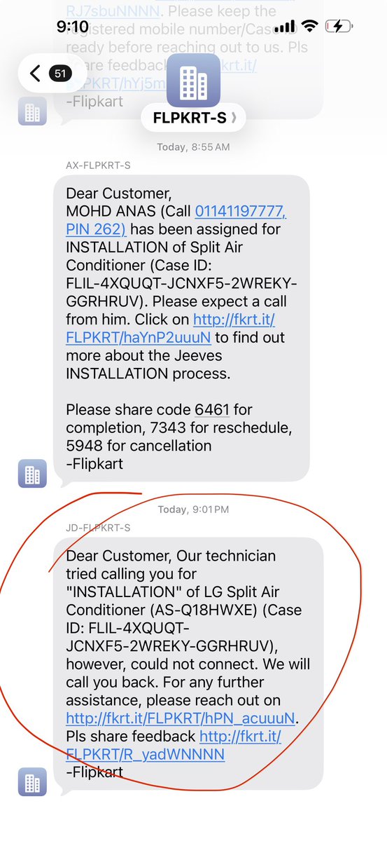 VISHWAMAIRDIT's tweet photo. Worst service by Flipkart continues. @flipkartsupport @Flipkart 
They call at 10 pm for AC Installation . As soon as i pick they disconnect call, once you call back it says it’s busy. Called them 500 times so far. This is anyways proceeding to consumer court. No options left https://t.co/KZxGpwRmMf