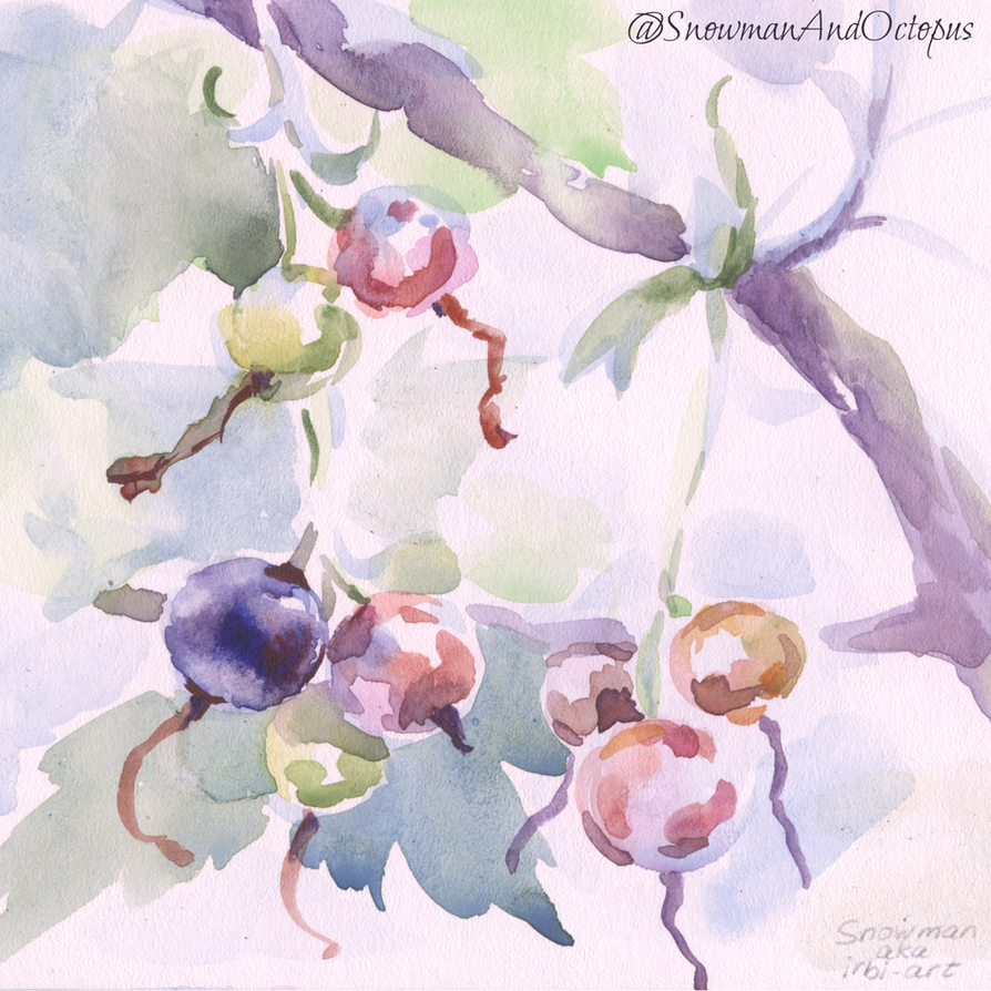 Snowctopus's tweet photo. "Berries palette"
A quick sketch done a couple of years ago. Octopus grew the currants. Drew by Snowman from a photo taken by Octopus.
#art #watercolor #noai https://t.co/QXZPl5cKph