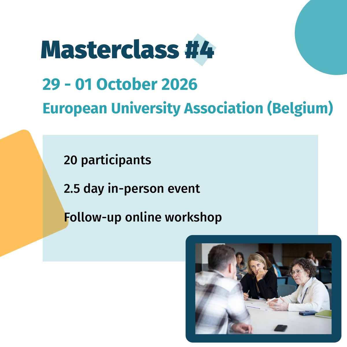 euatweets's tweet photo. Applications for the fourth #STAFFDEV_EU masterclass are now open!

📅 Dates: 29 September - 1 October 2026
📍 Location: European University Association office, Brussels, Belgium
Deadline to apply: 5 June

🔗 https://t.co/8vN0uttB44 https://t.co/BwEXvcLvwP
