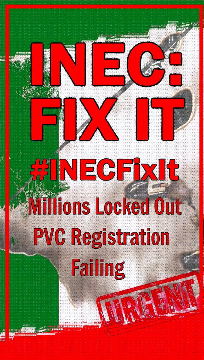 NDCGrassrootAmb's tweet photo. 🚨 URGENT  
Reports are flooding in: Nigerians trooping to INEC offices/online portal for PVC/transfer only to be told “data not found”, “biometrics failed”, “center closed”. This is happening 48hrs to deadline.  
Disenfranchisement by bureaucracy? We’re watching. 
#INEC
 #PVC https://t.co/HlTUGLAc0V