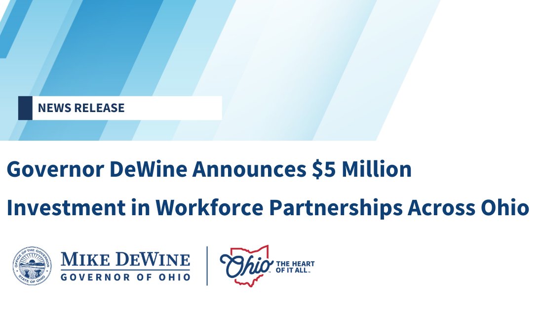 GovMikeDeWine's tweet photo. A strong economy starts with a strong workforce. Yesterday, we announced a total of $5 million for 22 workforce partnerships through the Industry Sector Partnership (ISP) Grant Program to help connect Ohioans with in-demand careers across the state. The ISP program, in coordination with WorkOhio, aim to connect Ohioans with in-demand jobs through personalized support from teams of regional job experts. https://t.co/IdqAxJVM2O