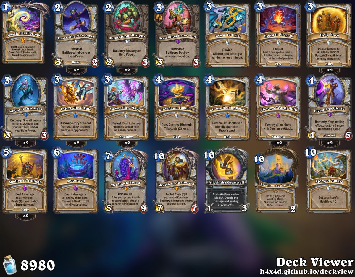 glormagic's tweet photo. 沐浴的小鹿 NA #1 Control Priest

firestone internal data: 23W12L

AAECAa0GDMP/BoOKB8WUB6iWB/ypB4CqB4SqB4utB6ytB5GuB+SyB4O/BwmEnwTwnwSg+wb3gQeFhgedrQeixAeyxQeW/AcAAA==

Live Channel:
https://t.co/f1rNYdwyFq

#StandardHS https://t.co/n5jQFXUDUJ
