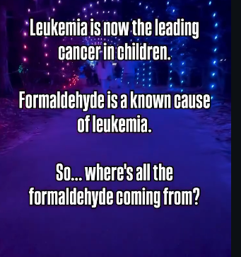 RockyMtMama1's tweet photo. Leukemia is leading cancer in children. There is formaldehyde in 25 of the vaccines given to children and not a trace amount-the dose makes poison. Ask yourself WHY?  The FDA is no longer doing the job it was created for. This must be fixed or our future generation will die https://t.co/pPVj4j0b8P