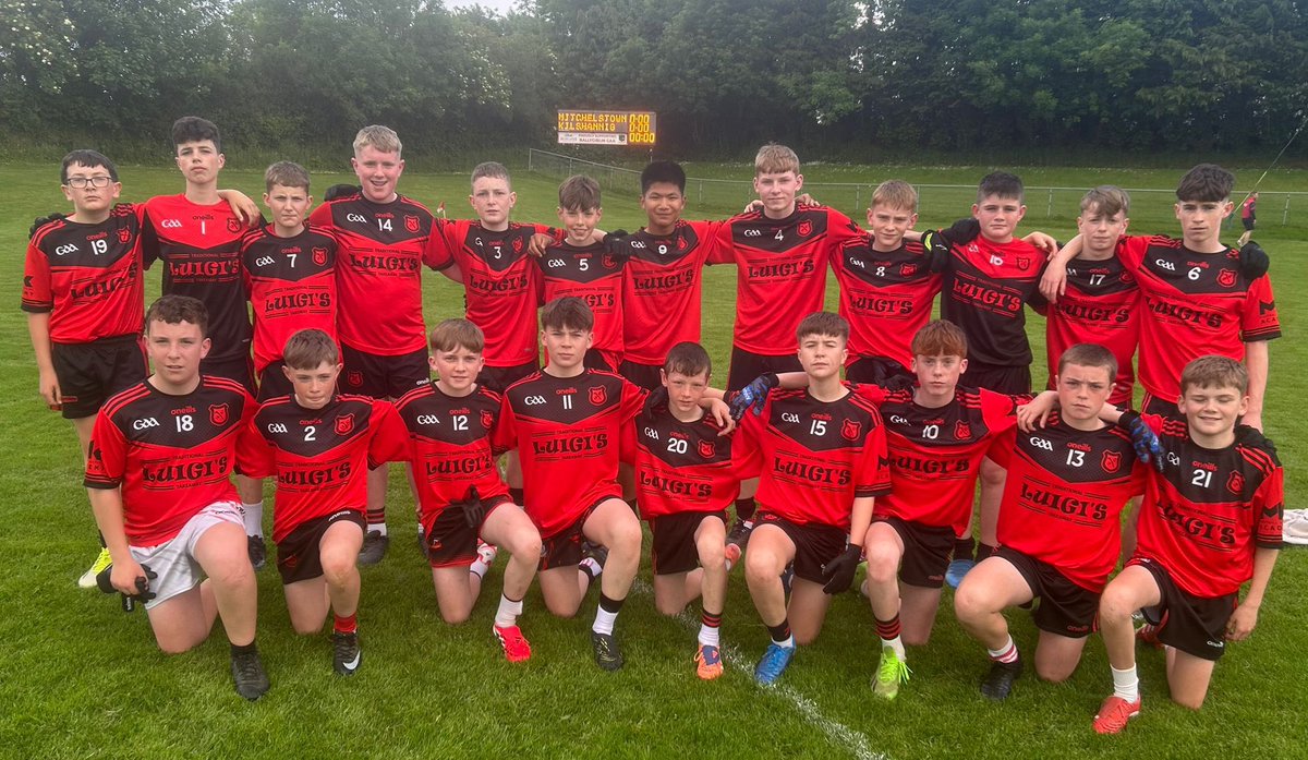 MBJC_gaa's tweet photo. The u14 boys faced a very strong Kilshannig outfit in the championship last night in Ballygiblin. In what was a very enjoyable game to watch they produced some wonderful passages of play to secure the victory. Final Score: Mitchelstown 5-09 Kilshannig 3-10. Well done 👏🏻🔴⚫️🔴⚫️👏🏻 https://t.co/7DuzLM5EiW